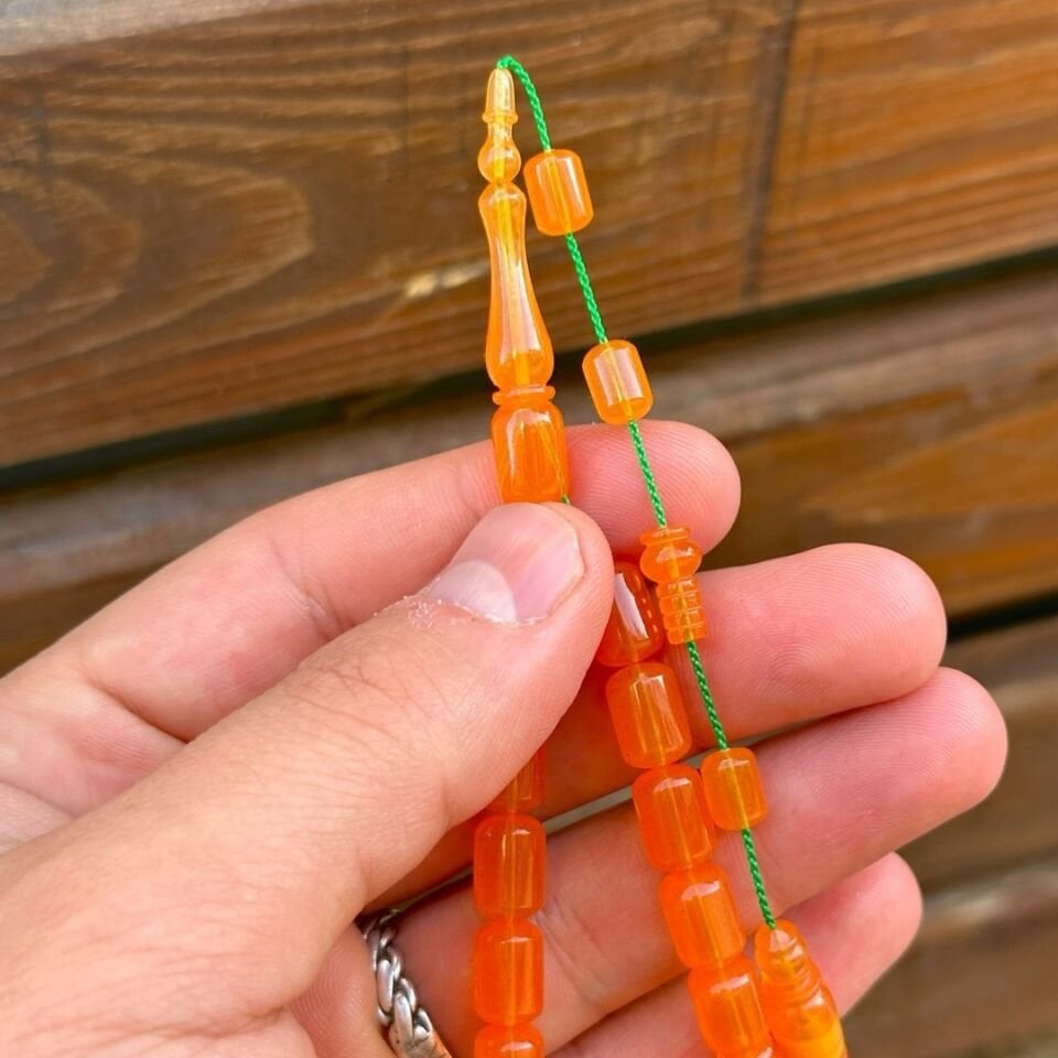 Kapsül Kesim Usta İşçilikli Zar Kehribar Tesbih