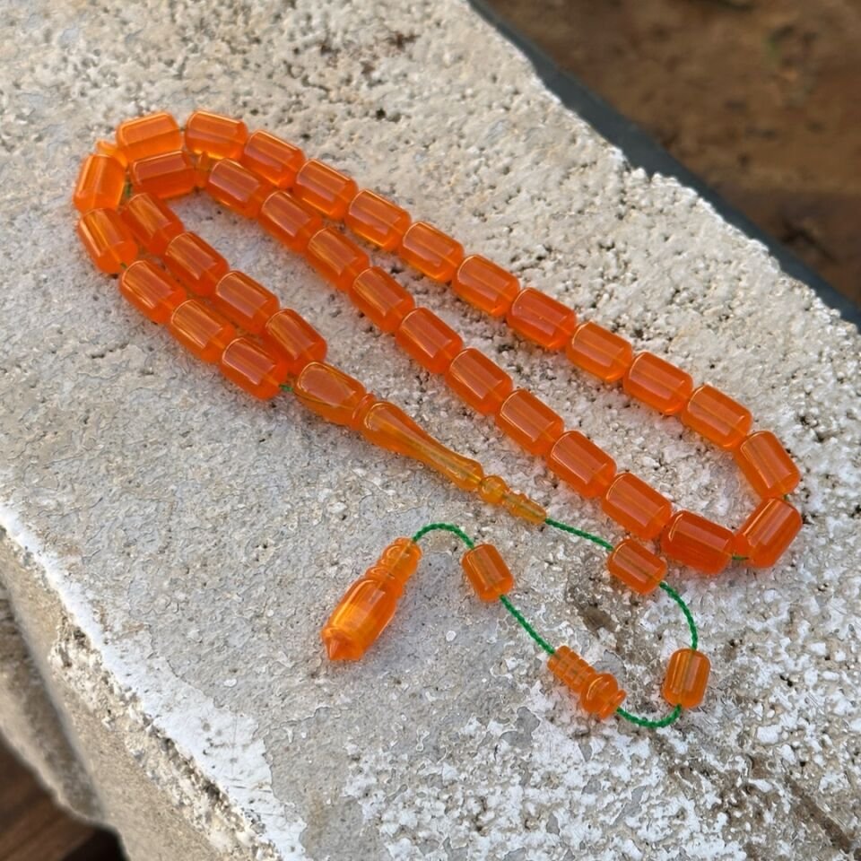 Kapsül Kesim Usta İşçilikli Zar Kehribar Tesbih