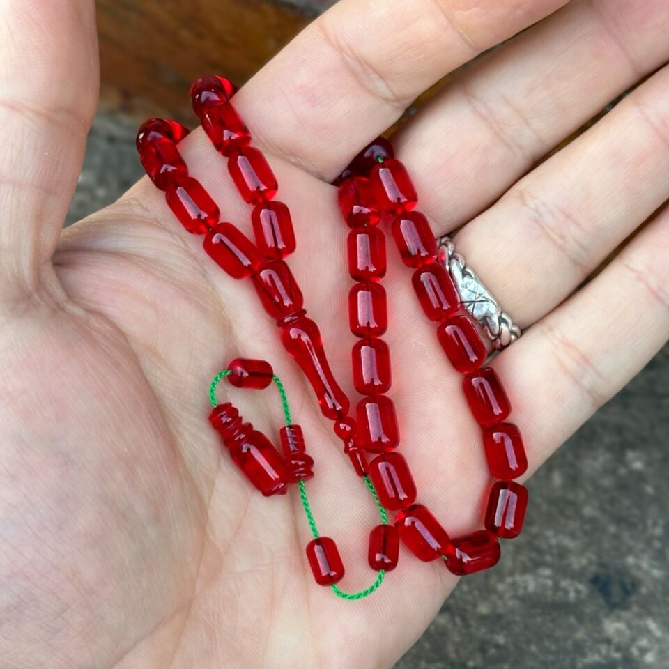 Usta İşçilikli Ateş Kehribar Tesbih