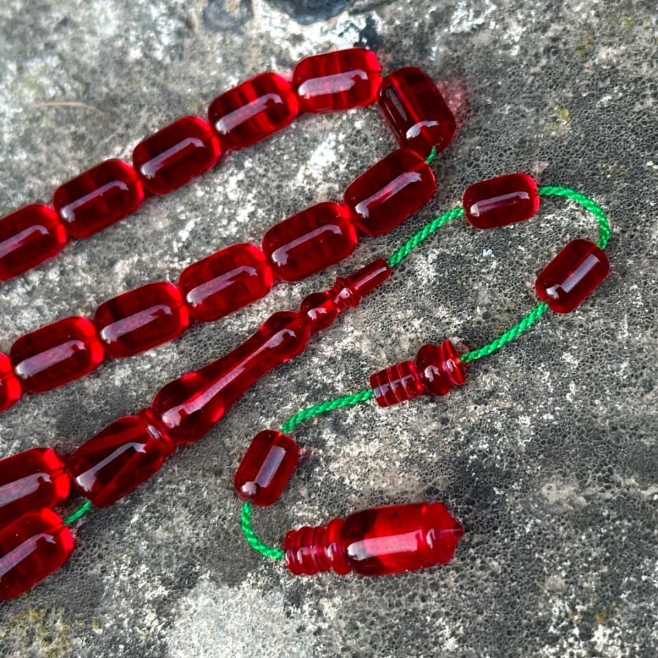 Usta İşçilikli Ateş Kehribar Tesbih